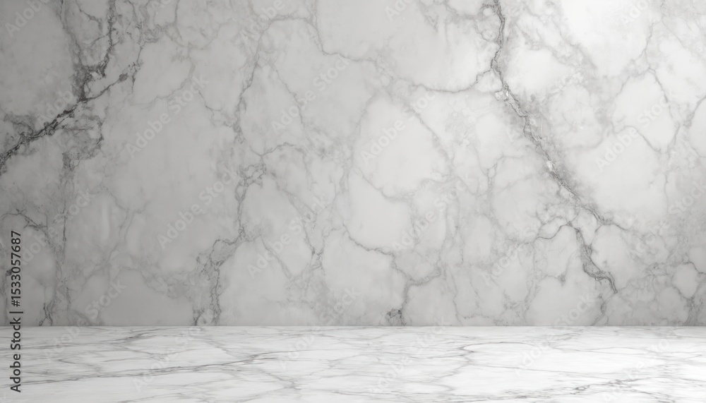 Poster empty studio with grey marble wall texture rough floor. top view of nature marble table with cracked