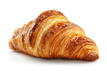 Freshly Baked Croissant Isolated on White Background Perfect for Bakery Promotions and Food Photography
