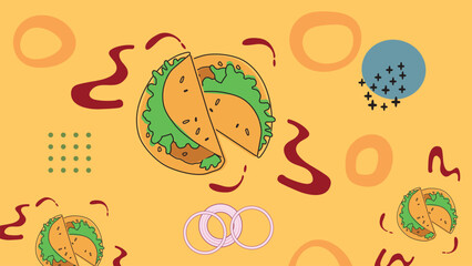 Mexican Taco Doodles Background