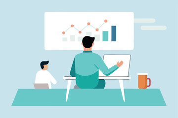 illustration of business people working in office