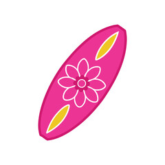 Surfboard with Floral Design – Tropical Beach Sports Equipment Clipart