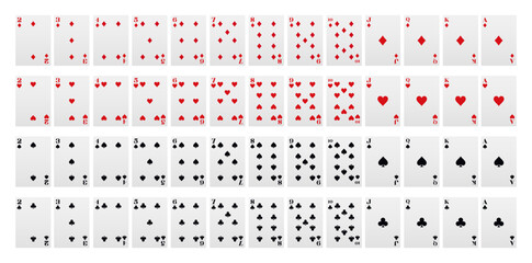 Set of poker cards. Poker playing cards full deck. Vector illustration