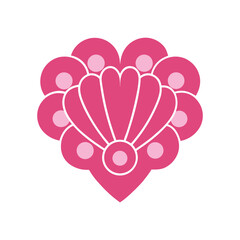 Shells in a Heart Shape Arrangement &ndash; Romantic Beach Theme Clipart