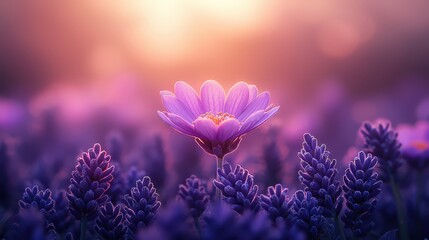 Single  Blossom in Glowing Field — Dreamy Floral Portrait for Wellness, Nature, and Editorial Themes