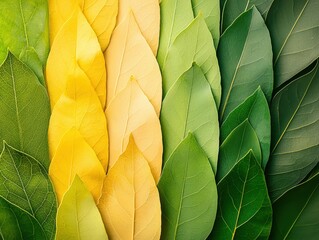 Symmetrical Leaf Gradient with Yellow-Green Pattern — Natural Composition of Seasonal Variation and Eco Design