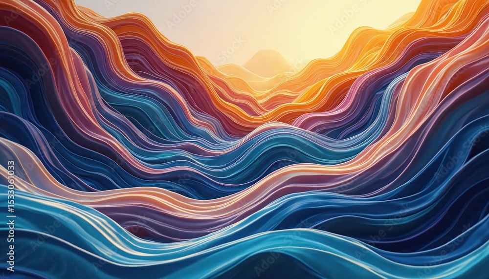 Poster abstract futuristic wavy background in vibrant colors. dynamic flowing lines, digital art. colorful 
