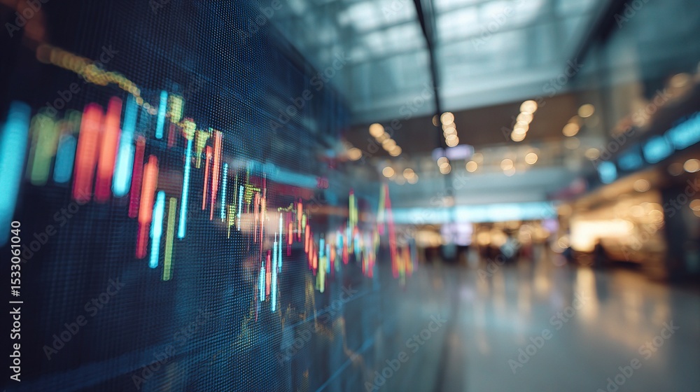 Poster colorful stock graph elements on soft background in urban setting