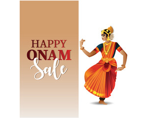 Happy onam sale banner with vector illustration