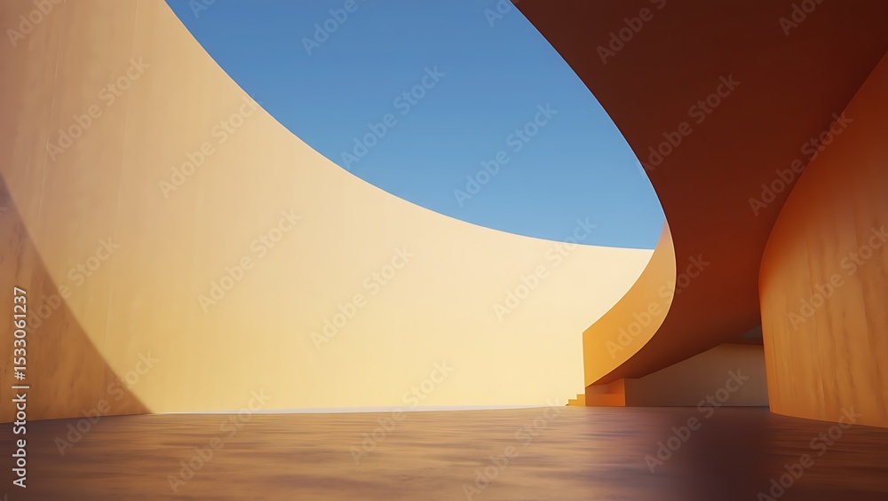 Poster abstract architecture with soothing sky background and smooth surfaces