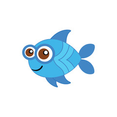 Fototapeta premium Cute Fish with Goggles and Swim Fins – Kawaii Underwater Character Illustration