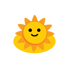 Smiling Sun Relaxing on a Float Ring – Cheerful Summer Weather Clipart