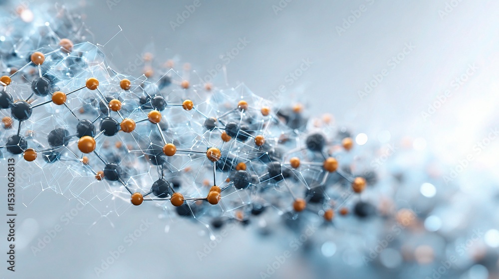 Poster abstract hexagonal molecular structure design and merging elements