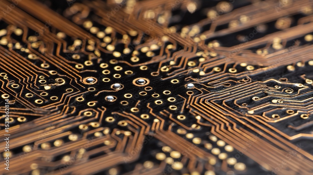 Poster detailed close-up of printed circuit board with intricate patterns
