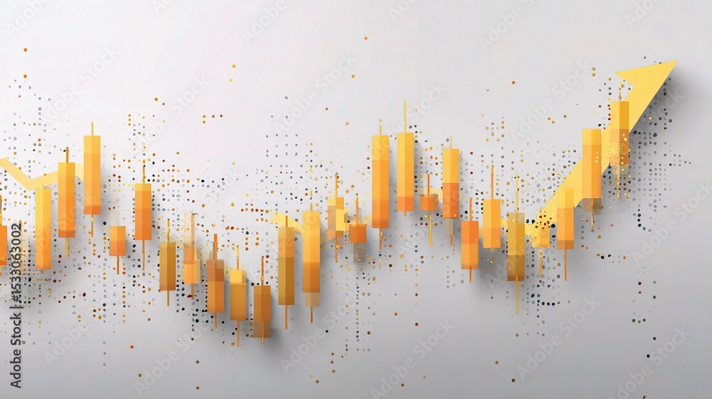 Poster modern vector candle chart on white backdrop with dynamic design