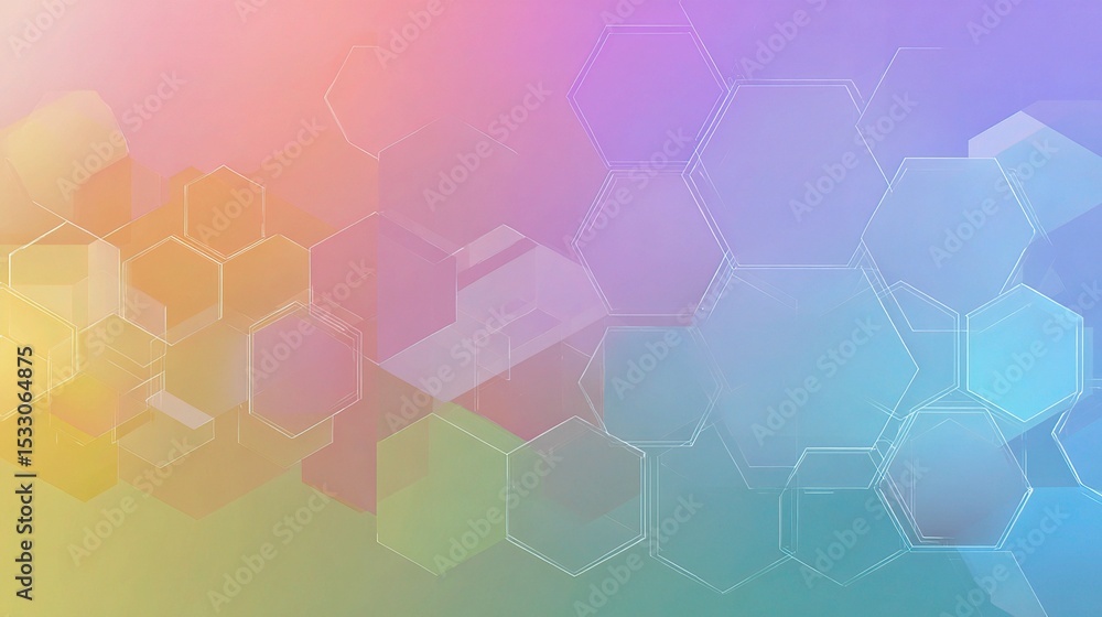 Poster sleek gradient colors with hexagonal shapes and soft melange effect