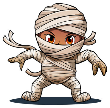 recommend clip art: Cute cartoon halloween mummy, isolated 