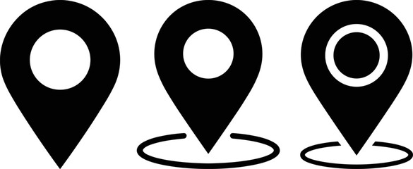 Pin Location Icon – Minimal Vector Map Marker Isolated on White Background

