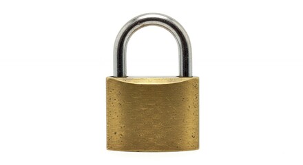 Naklejka premium Brass padlock isolated on white background