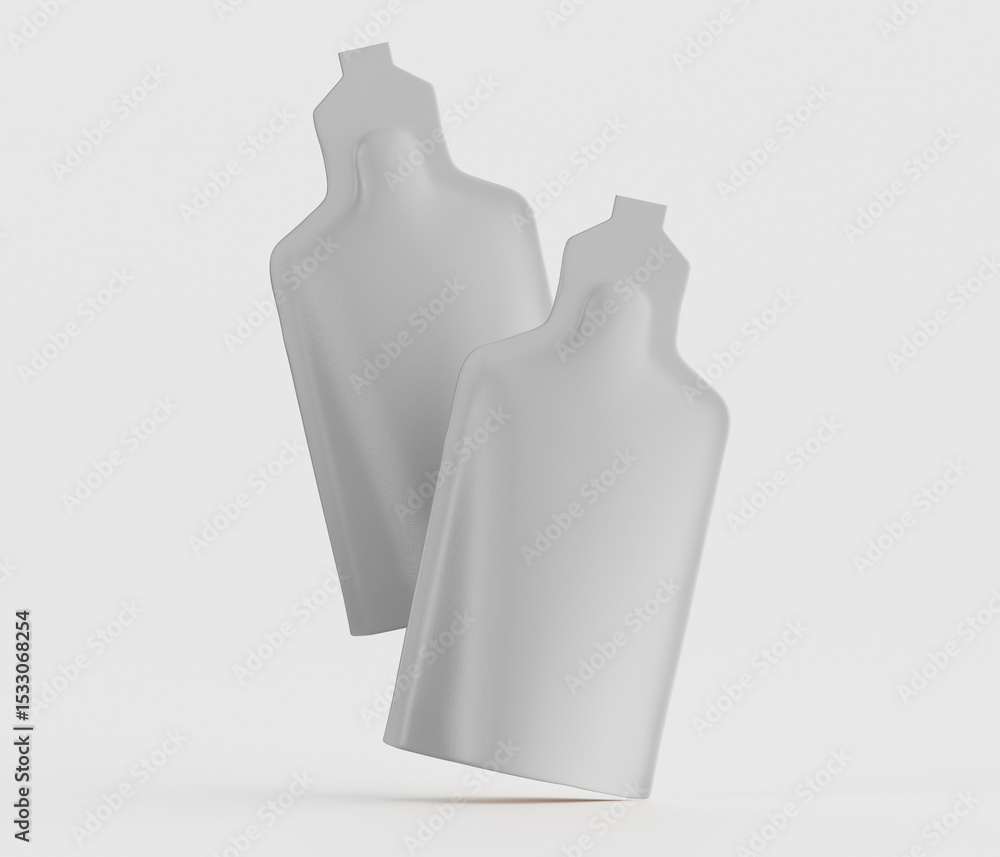 Aufkleber two white abstract objects isolated on a neutral background for product mockups and design presentat