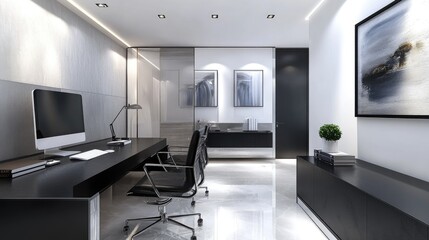 Modern Minimalist Office Interior Design with Sleek Furniture and Stylish Decor