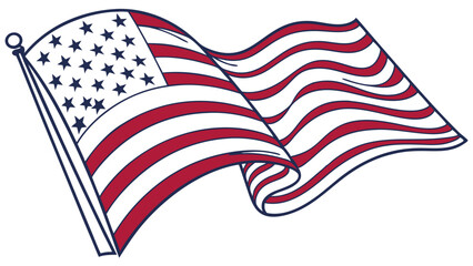 Stylized Illustration of the American Flag Waving