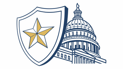 Texas State Capitol Building and Shield with Lone Star Emblem
