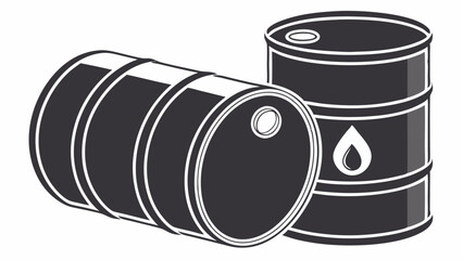 Two Black Oil Barrels with White Outlines and Drop Symbol