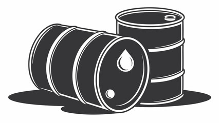 Two Black Oil Barrels with a Droplet Symbol Illustration