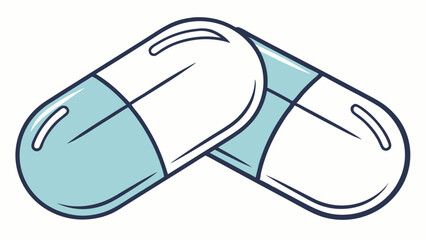 Two Pastel Blue and White Capsules Illustration
