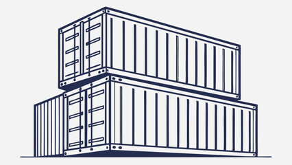 Two Stacked Shipping Containers in a Simple Line Art Style