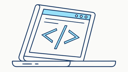 Vector Illustration of a Laptop Displaying Coding Symbols