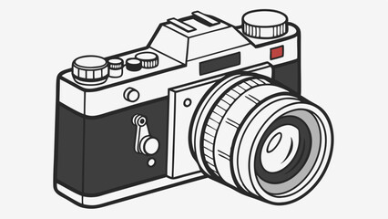 Vintage Camera Illustration in Black and White