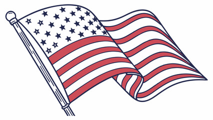 Waving American Flag Illustration with Stars and Stripes Design