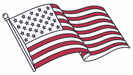 Waving American Flag Illustration Stars and Stripes Design