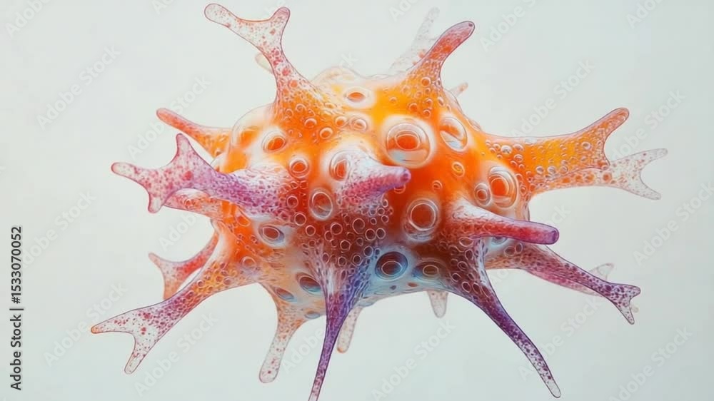 Poster intricate detailed rendering of a microscopic organism structure on a white background