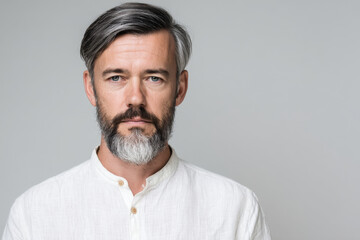 Obraz premium portrait of narratologist positioned to right displaying curious expression