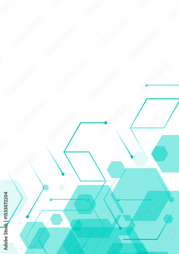 Poster futuristic blue hexagon network background – abstract digital tech design.