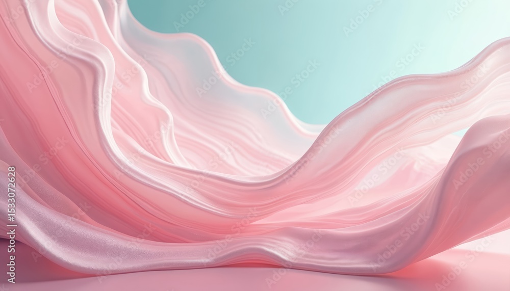 Poster abstract illustration features delicate pink shapes reminiscent of water droplets with smooth flowin