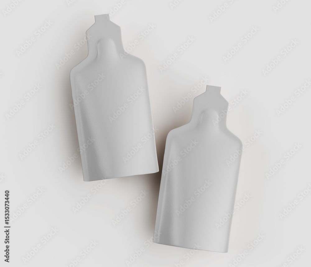 Aufkleber two identical blank white bottles against plain background suitable for product placement packaging 