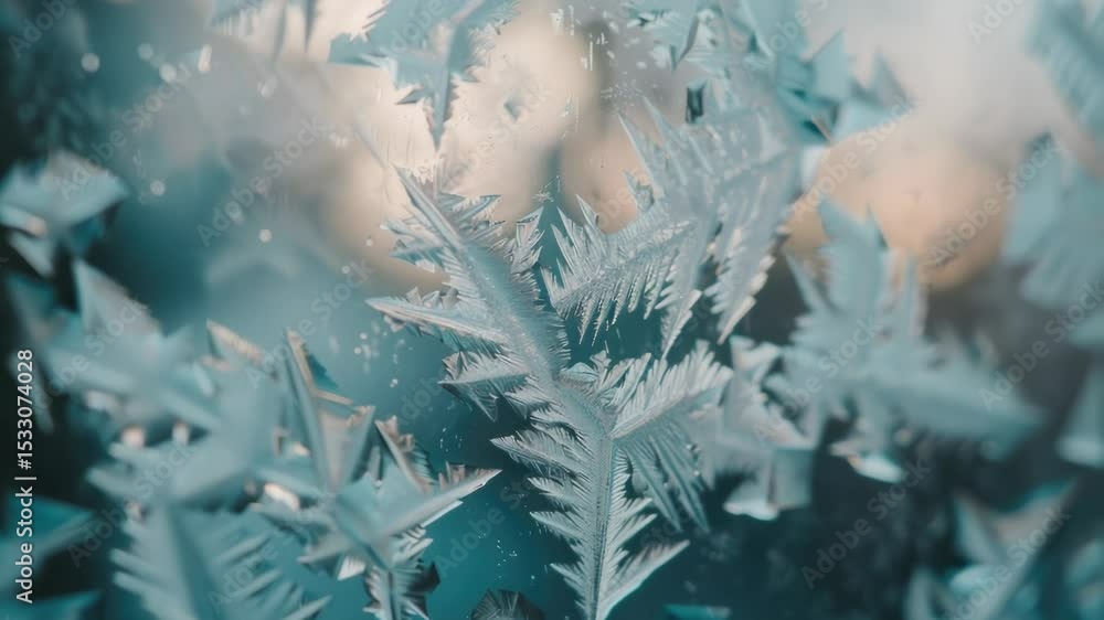 Poster Close-up view of a single snowflake on a window