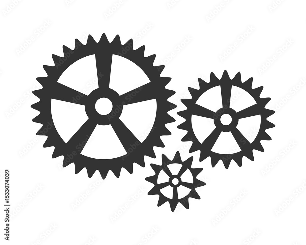 Poster three interlocked gears symbolize teamwork, mechanics, and efficiency. perfect for illustrating proc