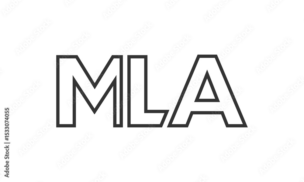Poster mla logo design template with strong and modern bold text. initial based vector logotype featuring s