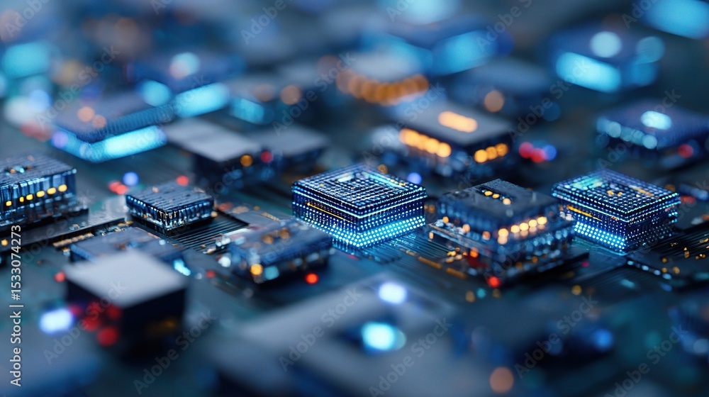Poster abstract structure of electronic components connected in technology
