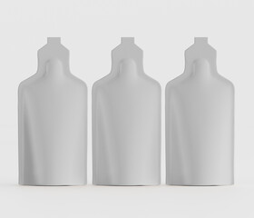 Three blank product packaging mockups for marketing and advertising purposes displayed against a...