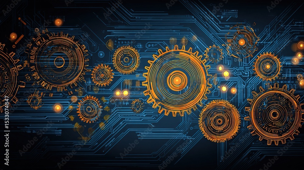 Poster abstract technology background with gears and cogs design elements
