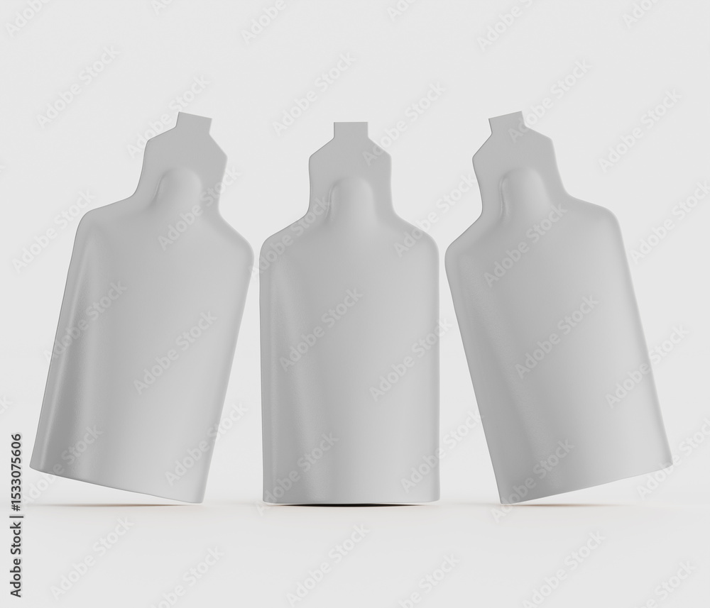 Poster minimalist design of three identical white containers in a studio environment offering versatile pro