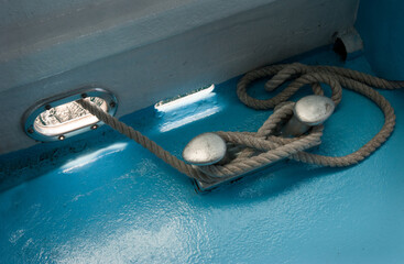 rope and mooring pins, inside the ship