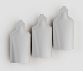 Three abstract container silhouettes on a white background design elements for mockups product visualization and commercial applications