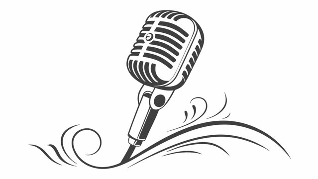 Vintage Retro Microphone with Ornate Swirl Design