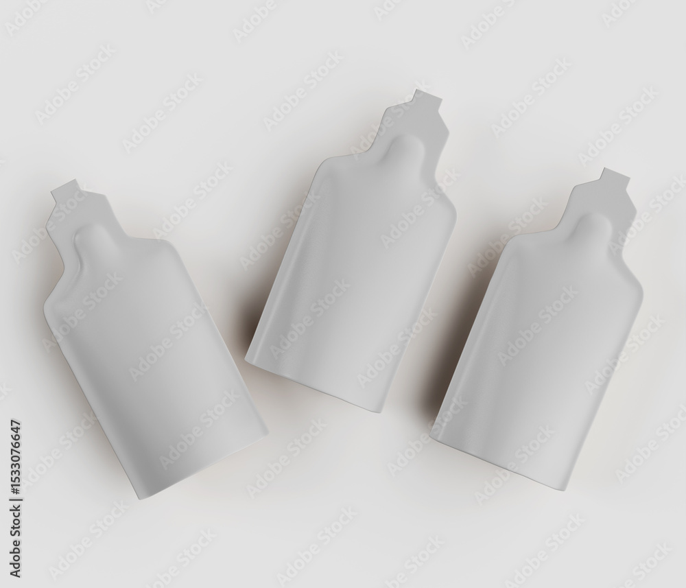 Poster three bottle shaped objects against white background showing minimalist design aesthetics suitable f